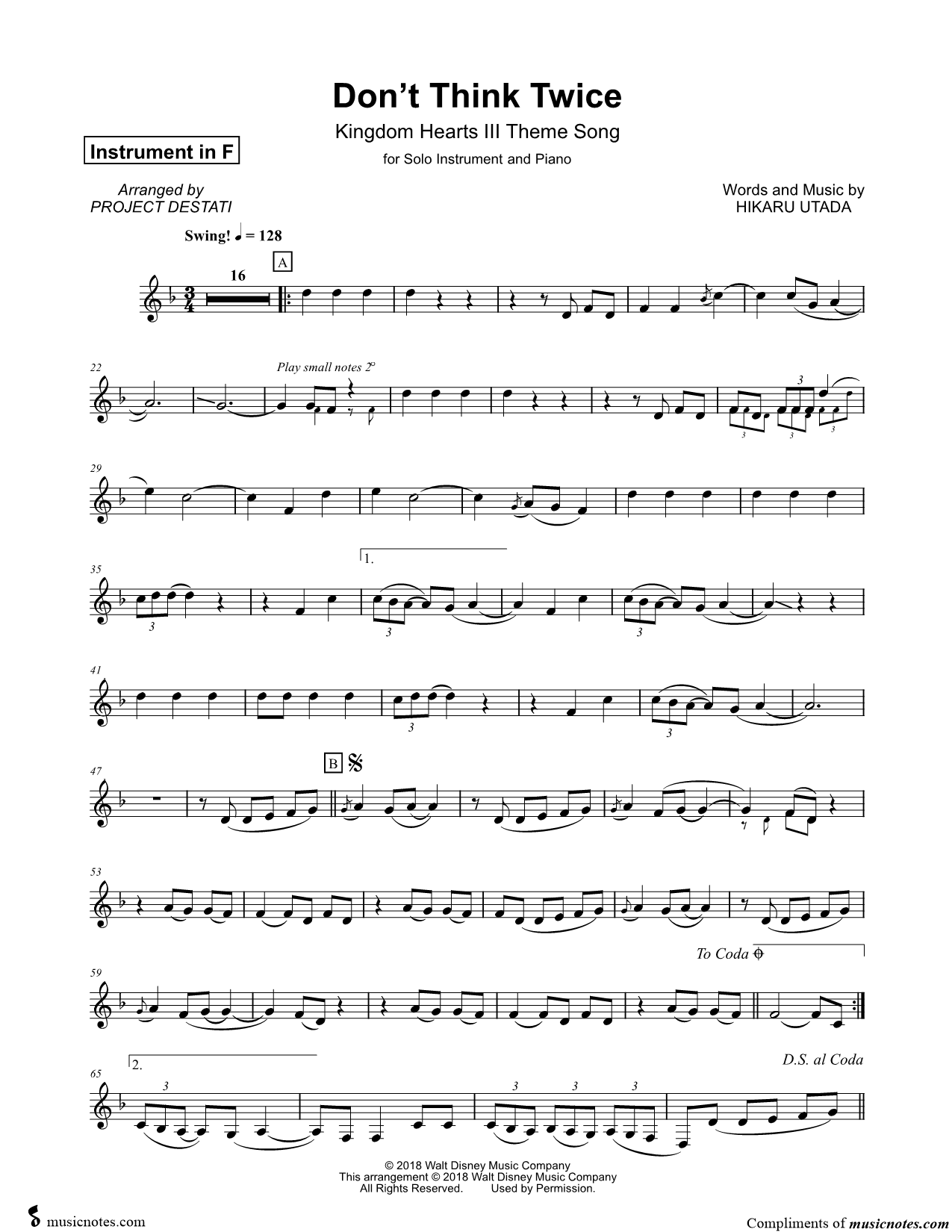 Collection: Don't Think Twice - F Instrument & Piano