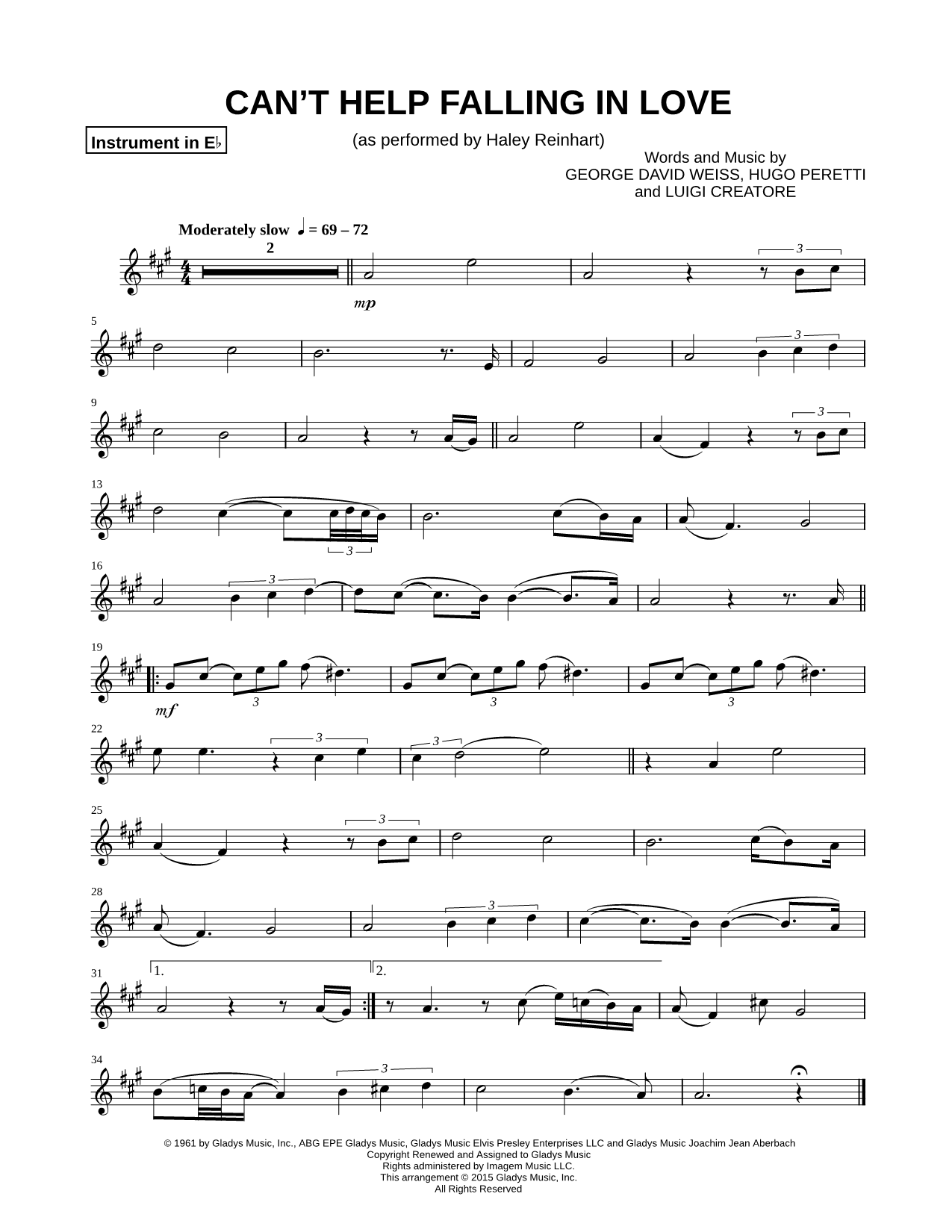 Collection: Can't Help Falling in Love - Eb Instrument & Piano