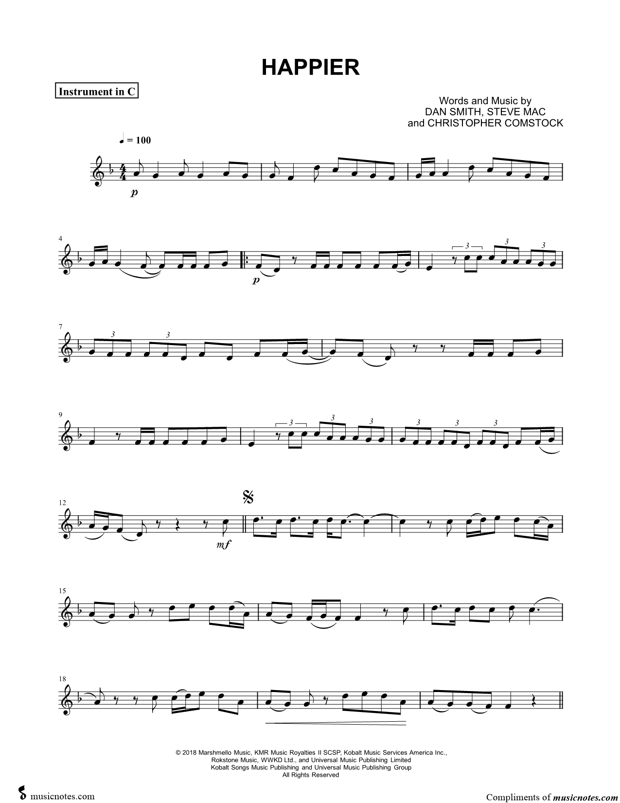 Collection: Happier - C Instrument & Piano