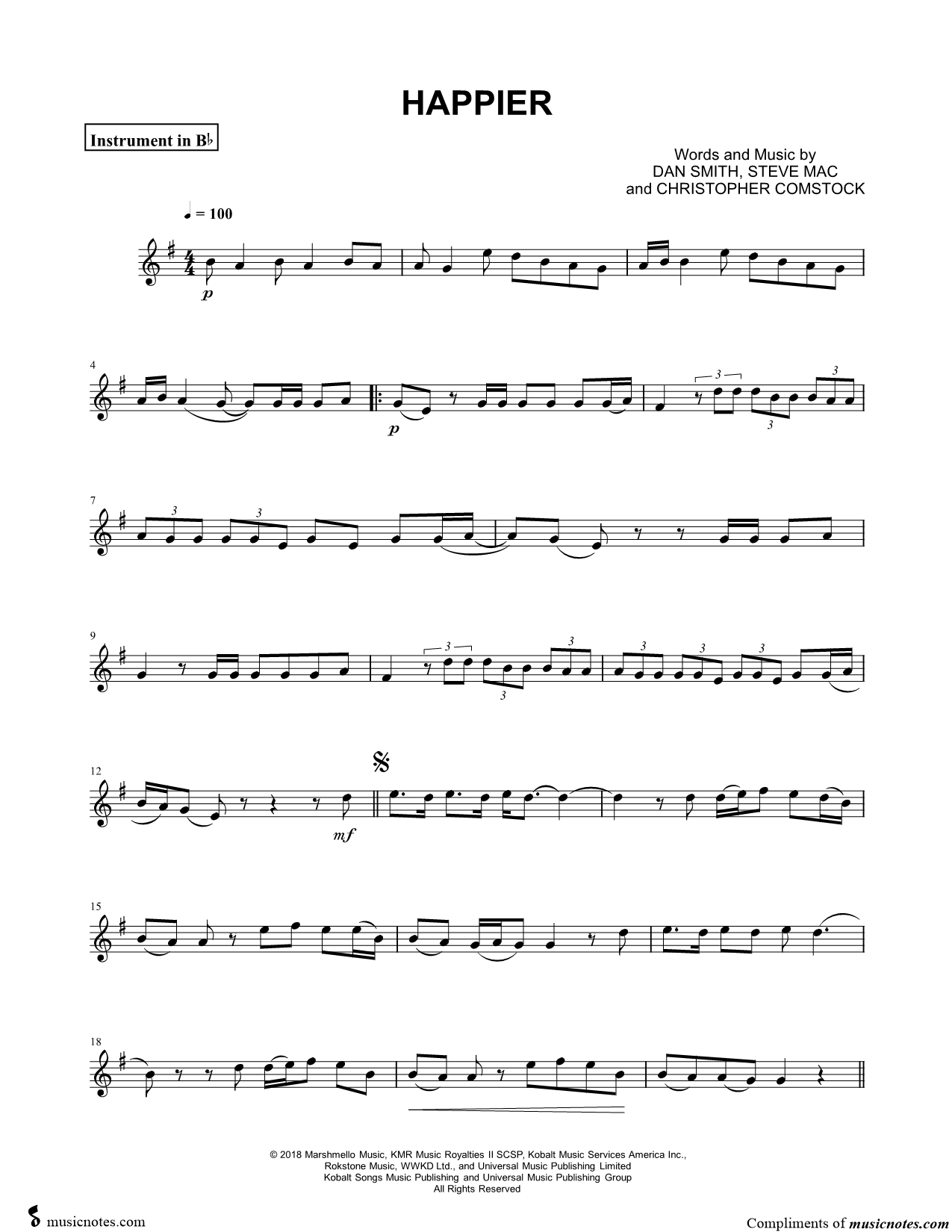 Collection: Happier - Bb Instrument & Piano