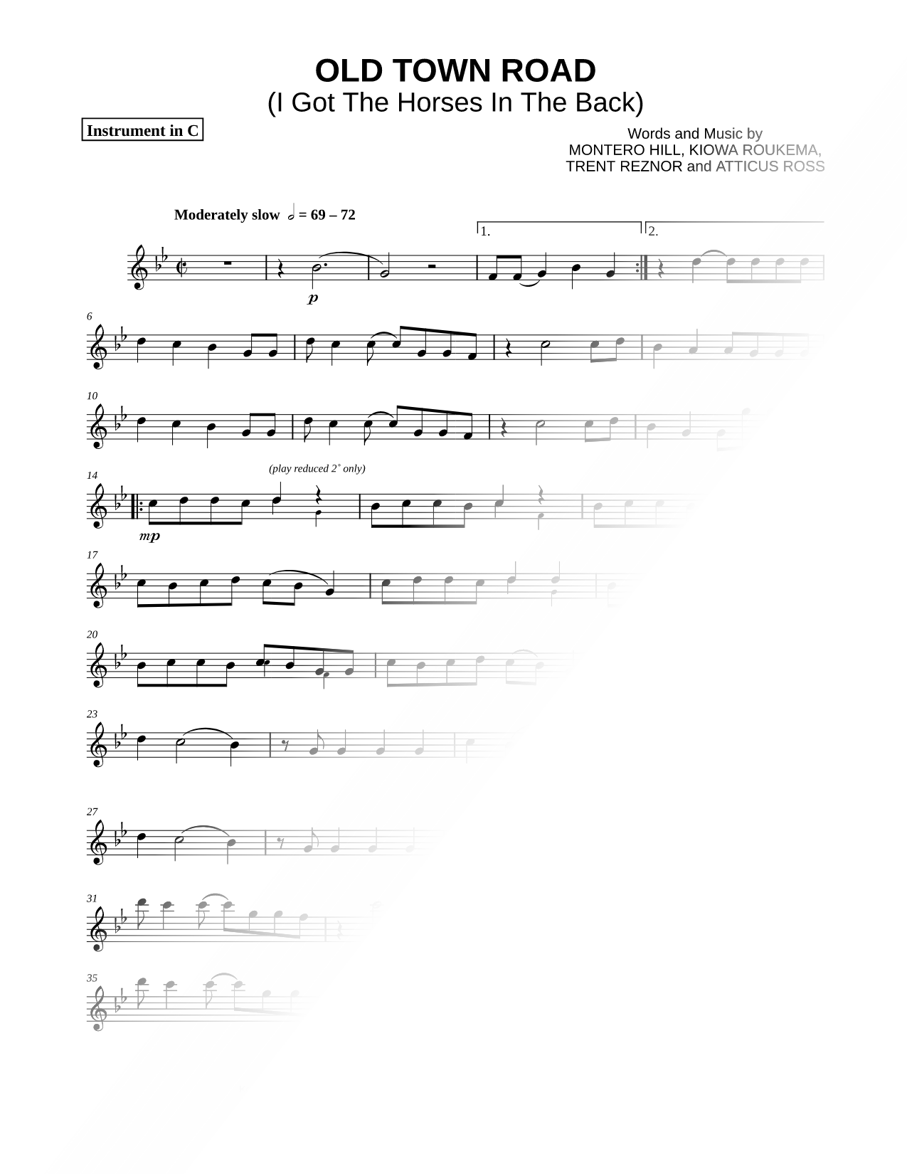 Collection: Old Town Road - C Instrument & Piano