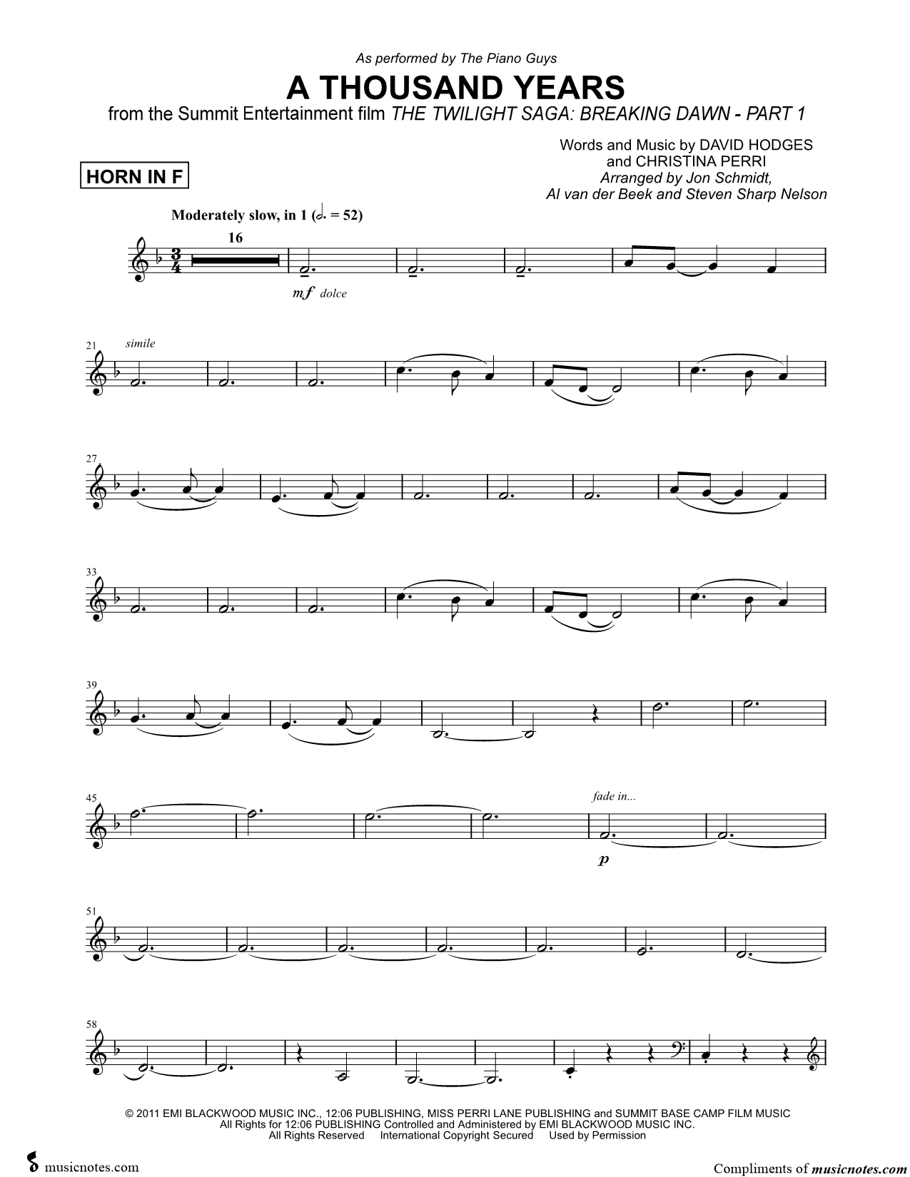 Collection: A Thousand Years - French Horn & Piano