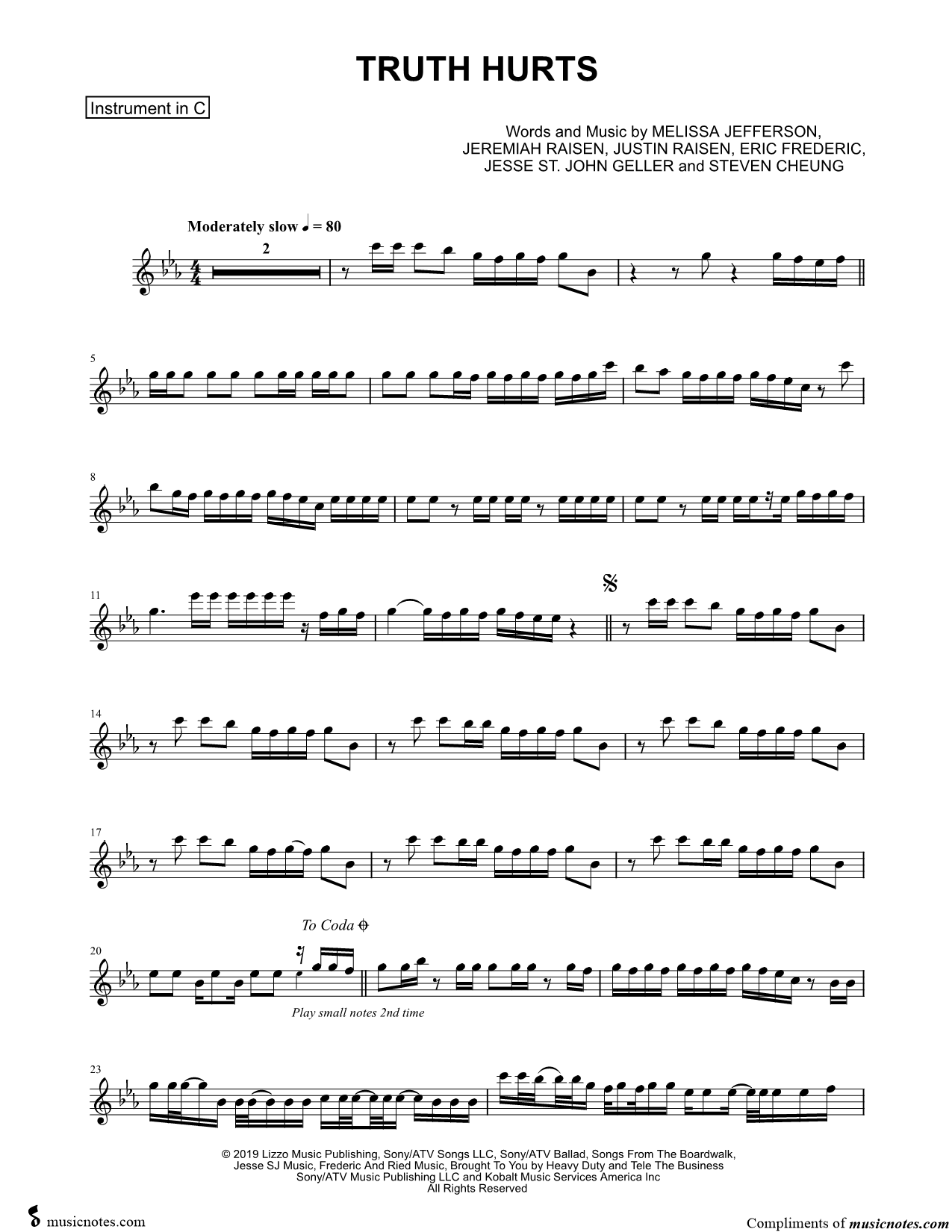 Collection: Truth Hurts - C Instrument & Piano