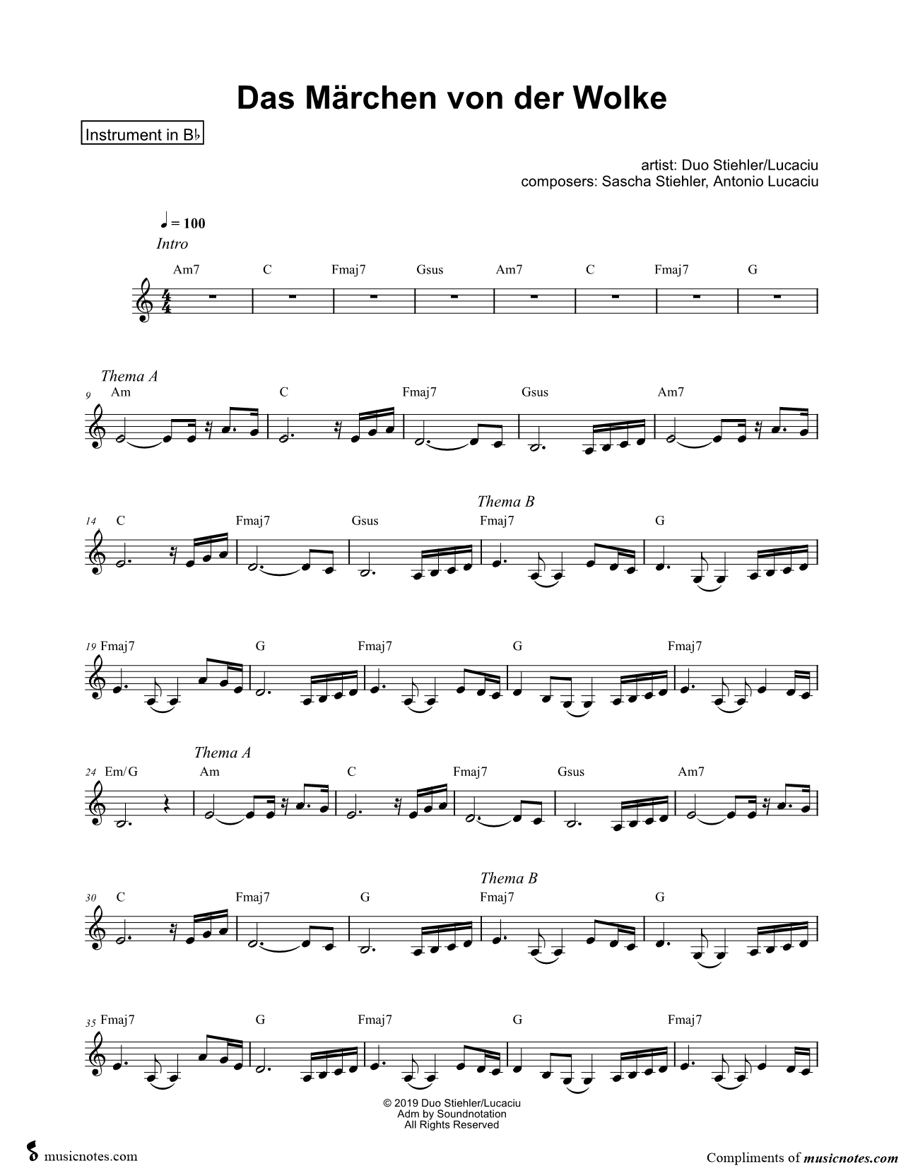 Collection: Das Märchen von der Wolke - Bb Instrument & Piano