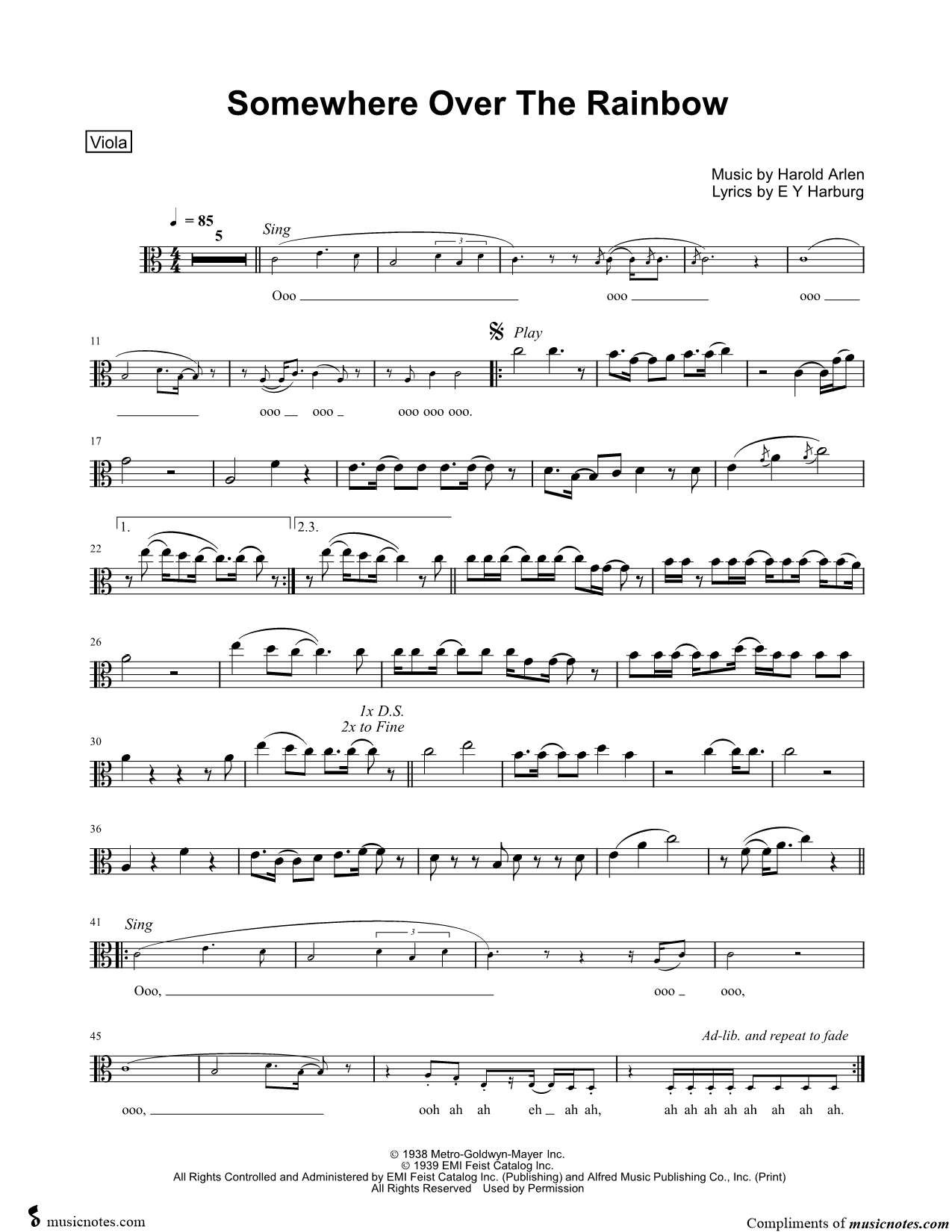 Collection: Over the Rainbow - Viola & Piano