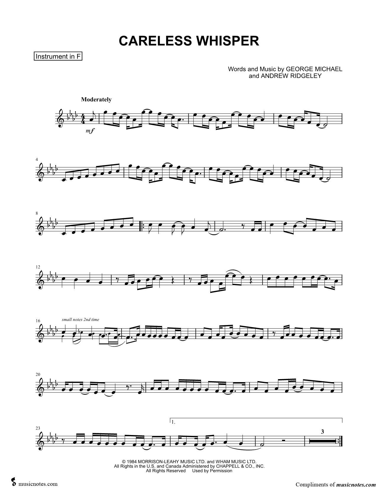 Collection: Careless Whisper - F Instrument & Piano