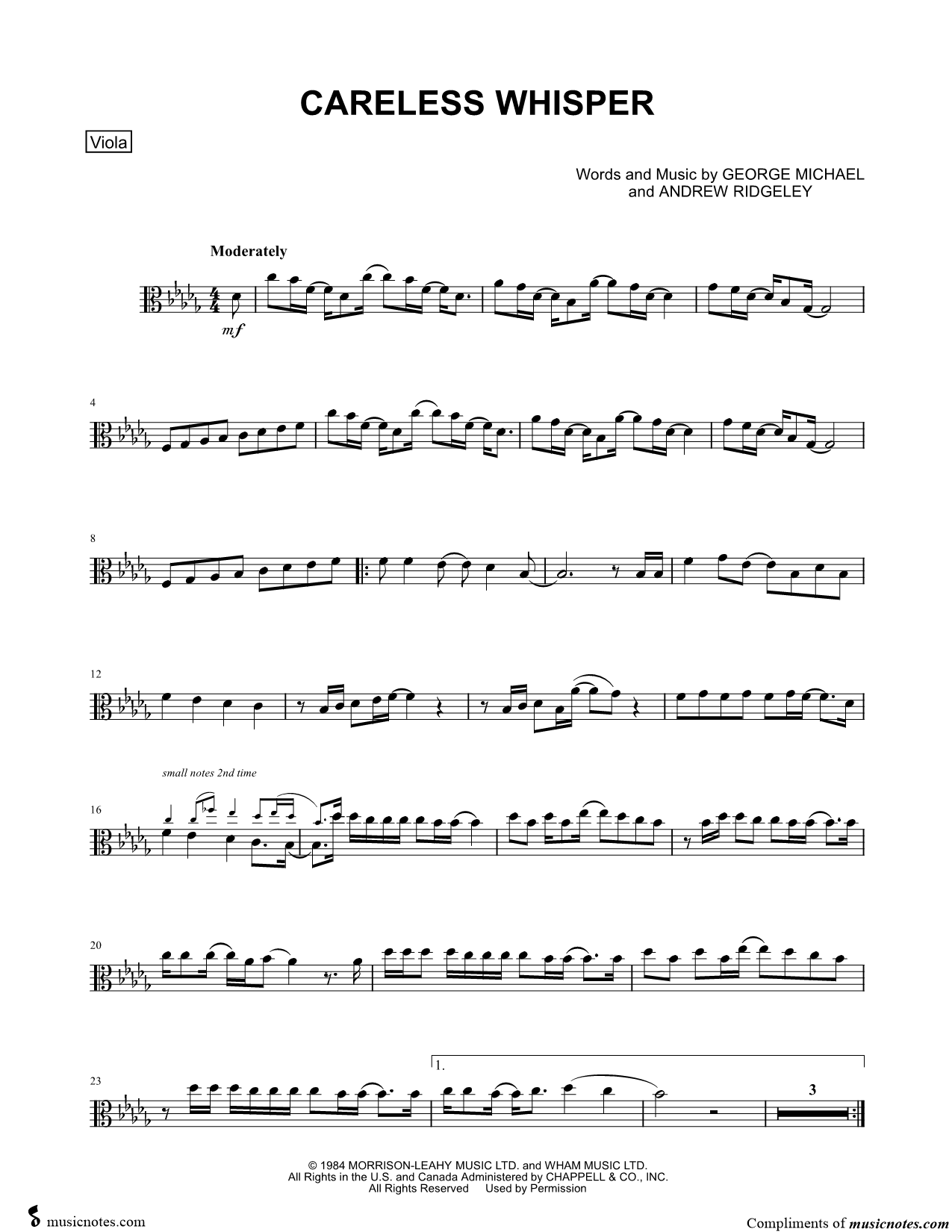 Collection: Careless Whisper - Viola & Piano