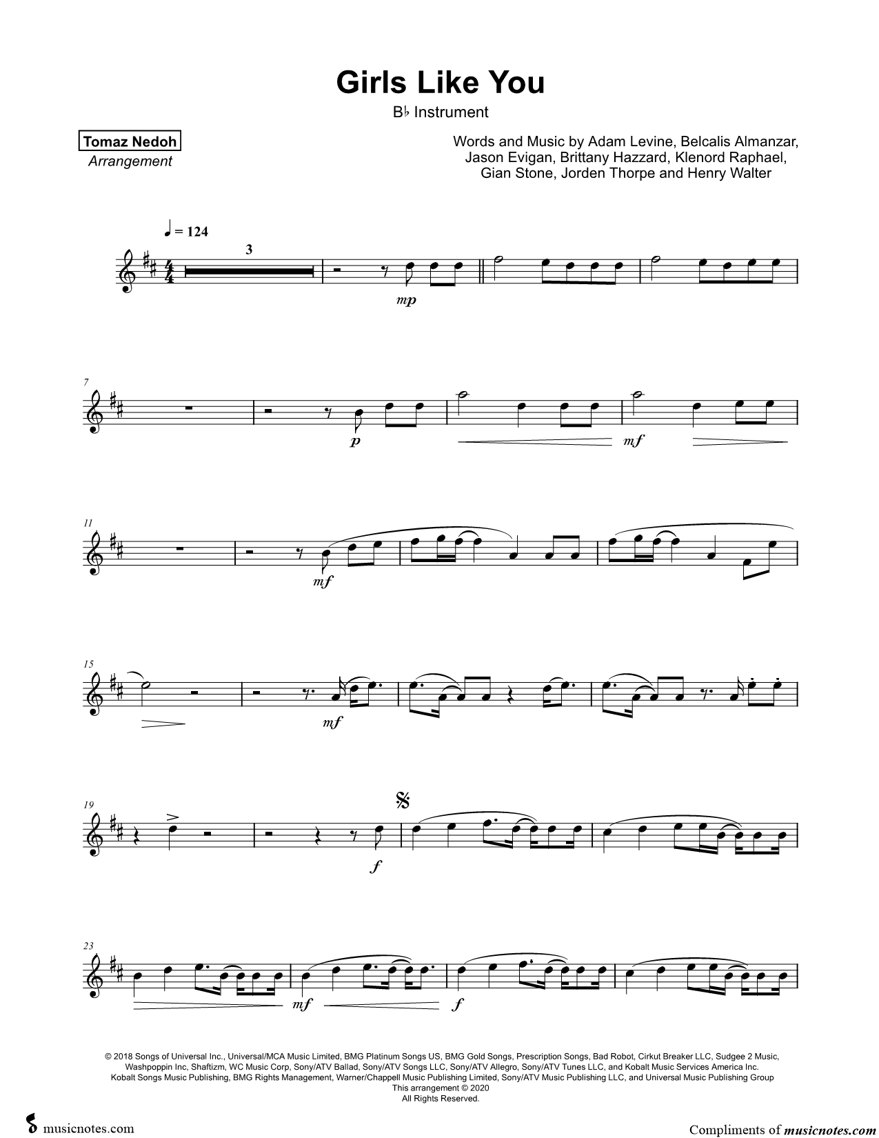 Collection: Girls Like You - Bb Instrument & Piano