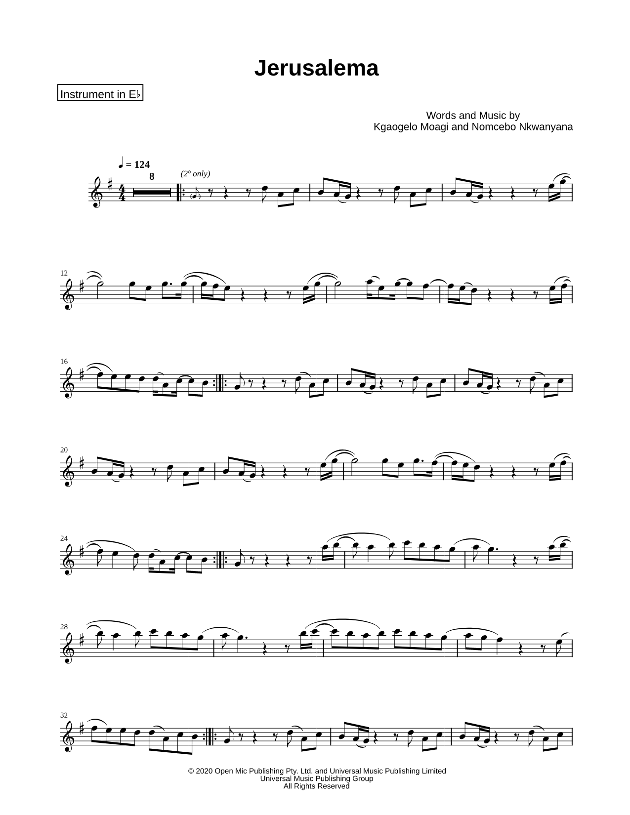 Collection: Jerusalema - Eb Instrument & Piano