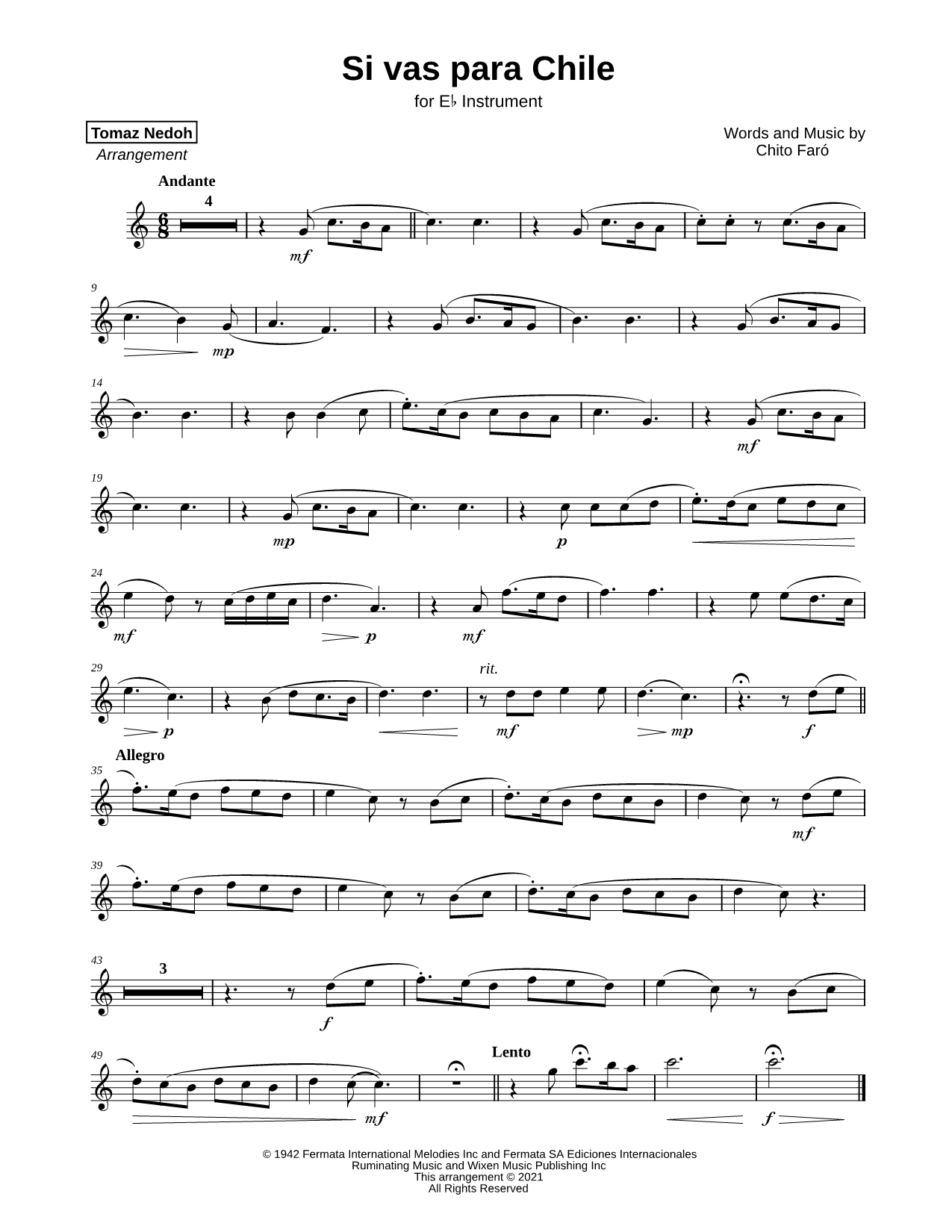 Collection: Si vas para Chile - Eb Instrument & Piano