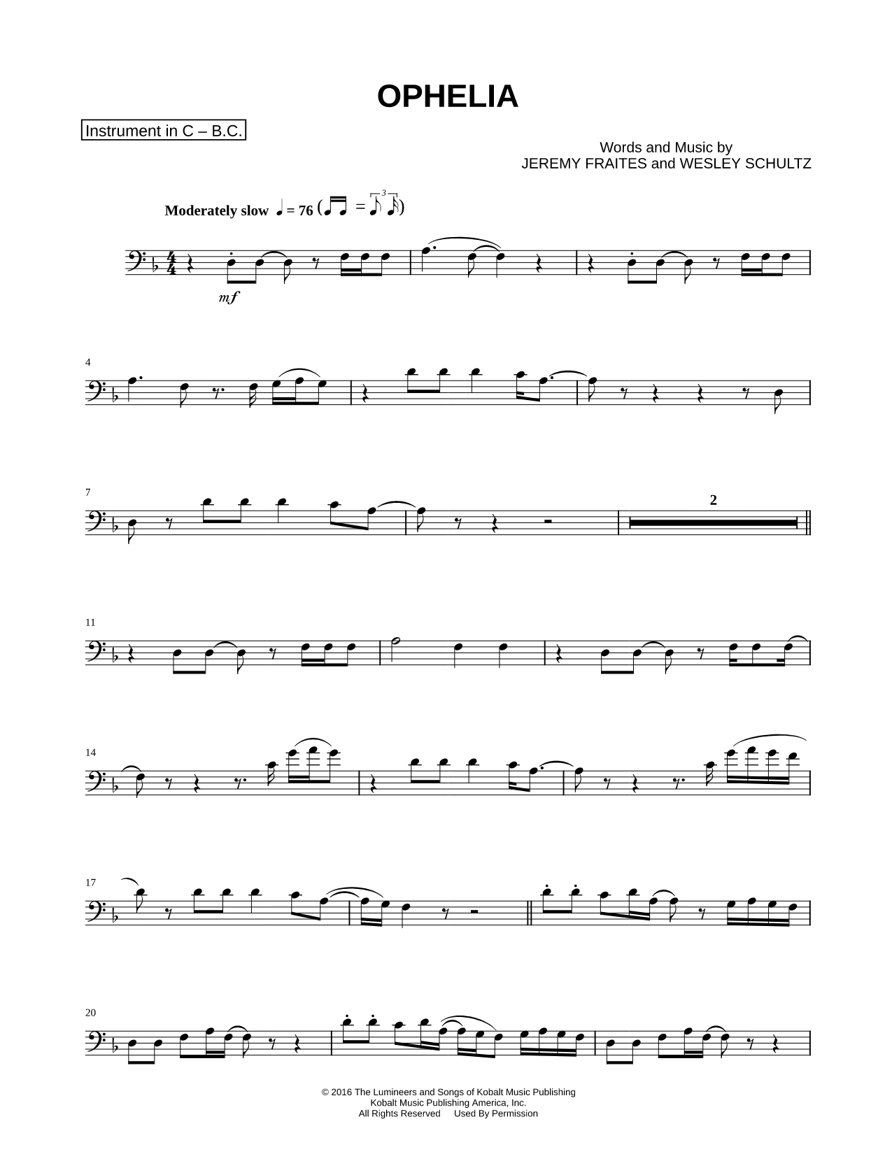 Collection: Ophelia - Bass Clef Instrument & Piano