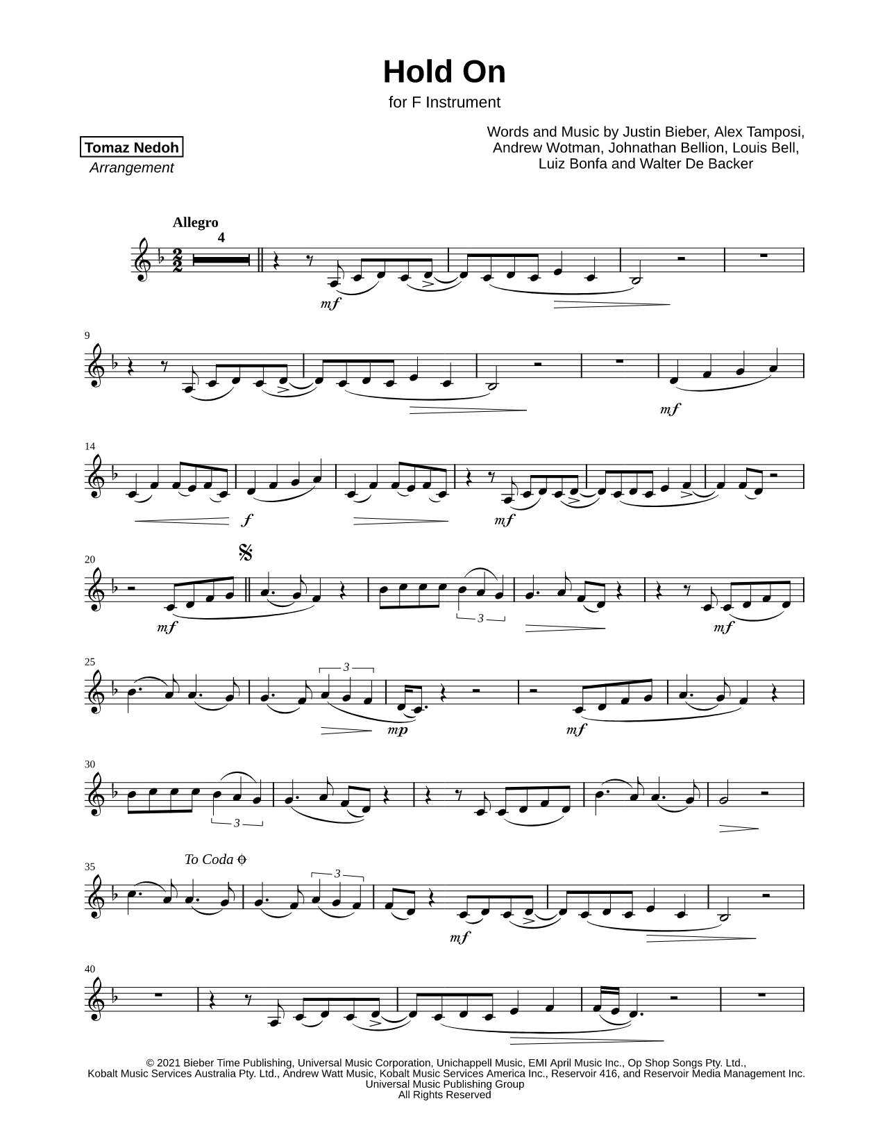 Collection: Hold On - F Instrument & Piano