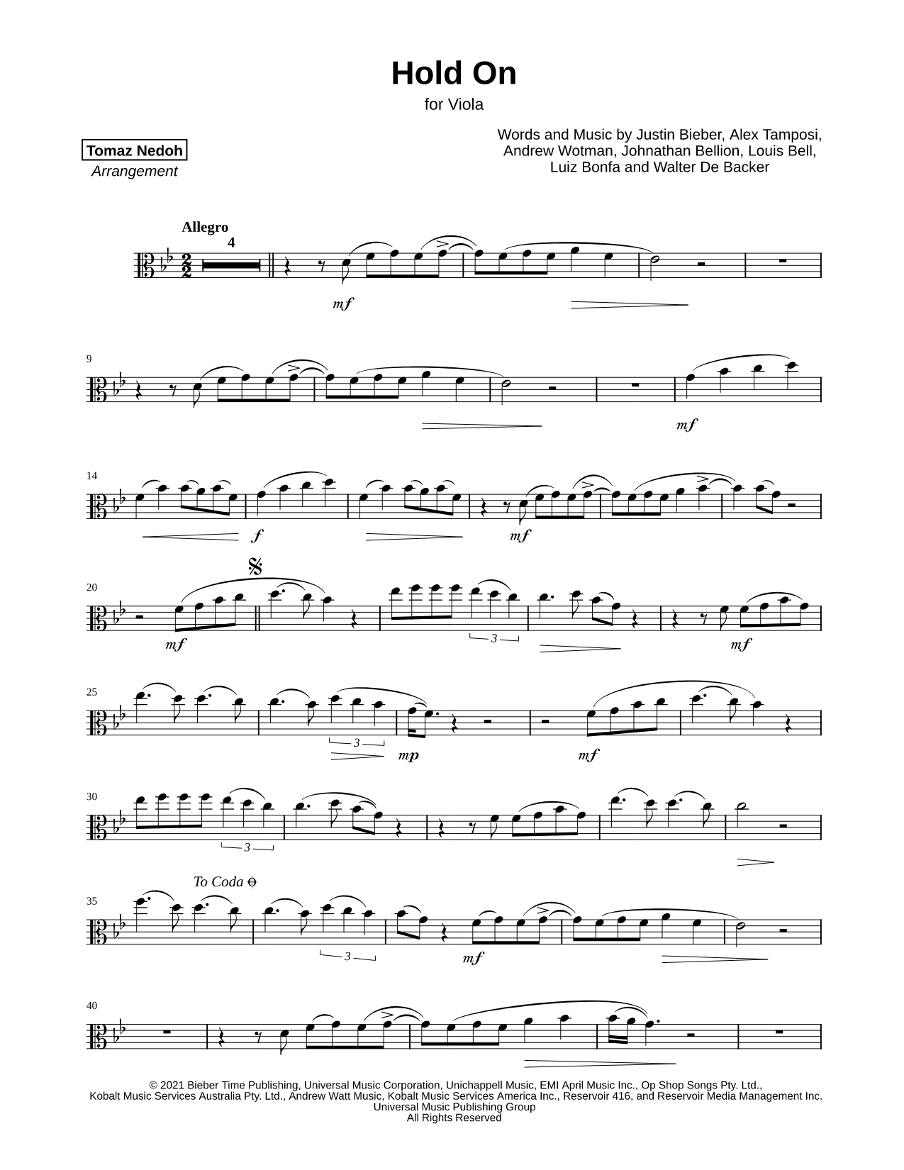 Collection: Hold On - Viola & Piano