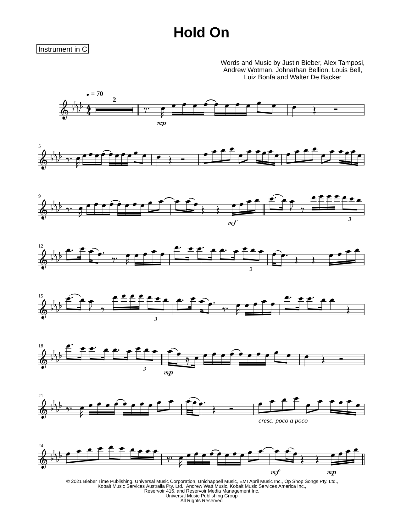 Collection: Hold On - C Instrument & Piano