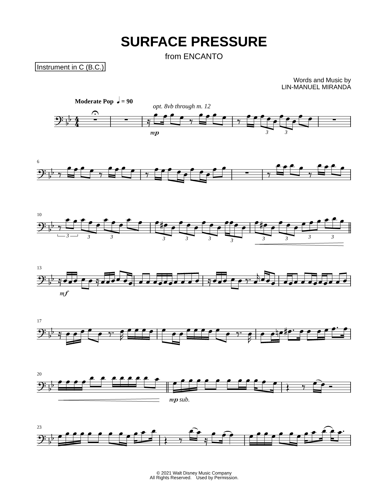 Collection: Surface Pressure - Bass Clef Instrument & Piano