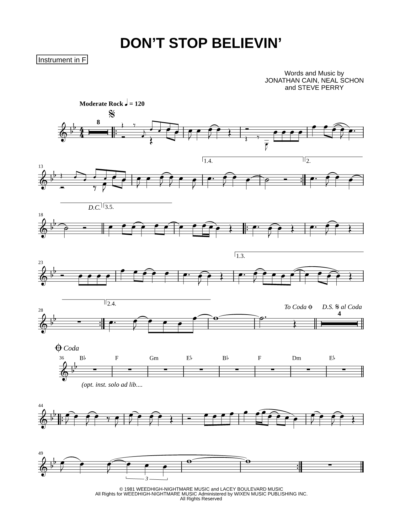 Collection: Don't Stop Believin' - F Instrument & Piano