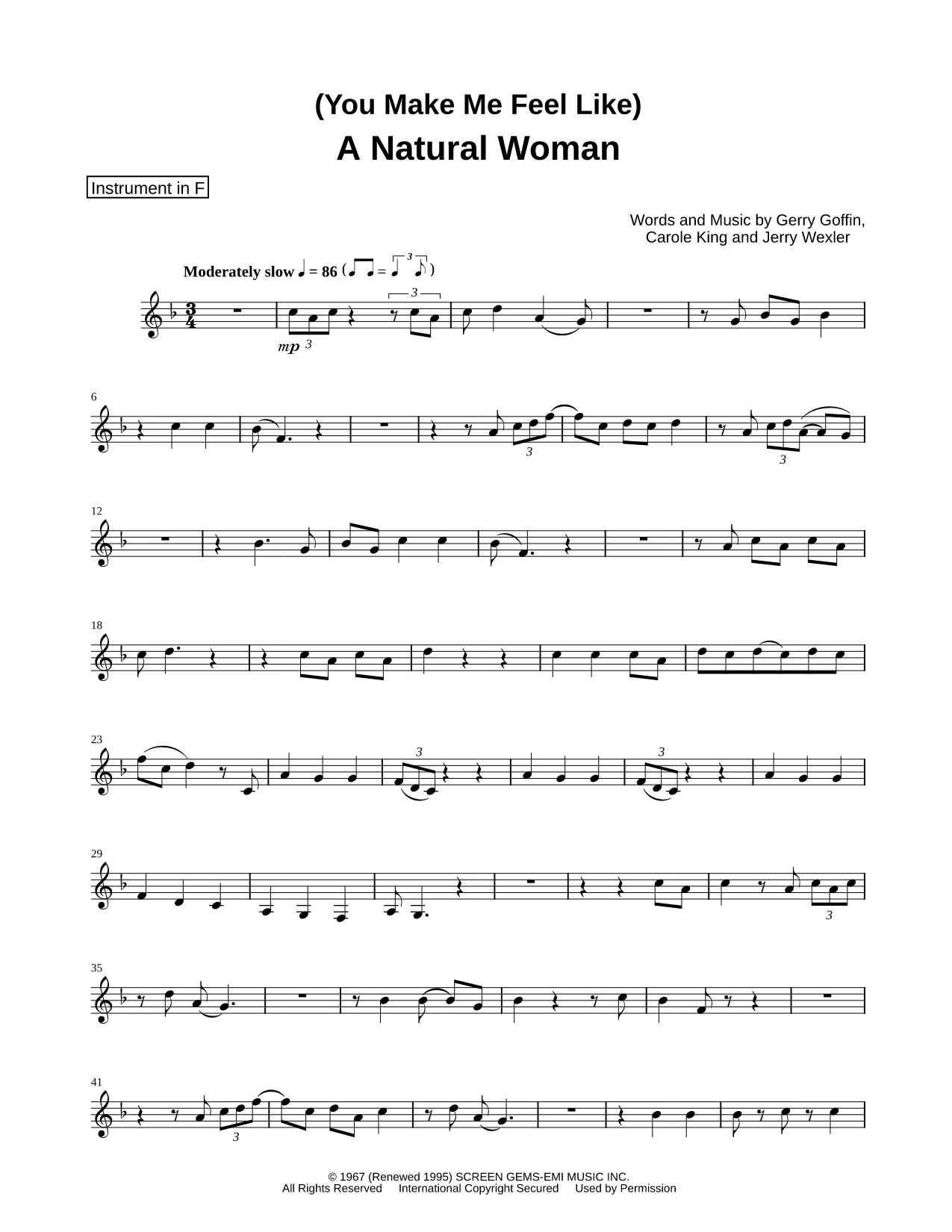 Collection: (You Make Me Feel Like) A Natural Woman - F Instrument & Piano