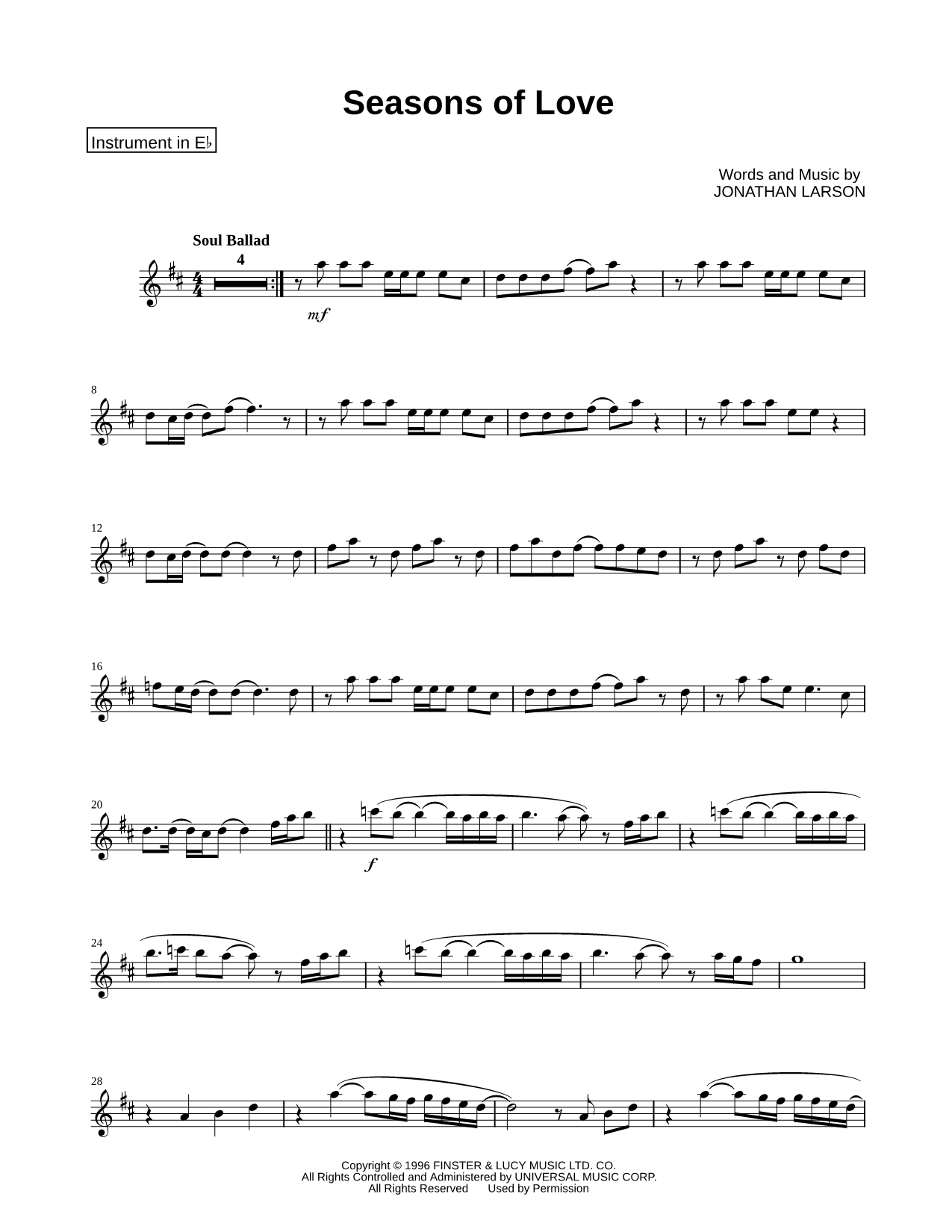 Collection: Seasons of Love - Eb Instrument & Piano