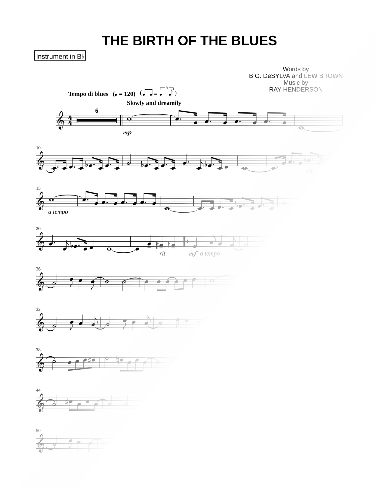 Collection: The Birth of the Blues - Bb Instrument & Piano