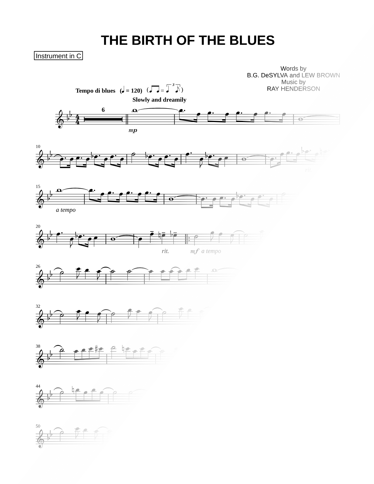 Collection: The Birth of the Blues - C Instrument & Piano