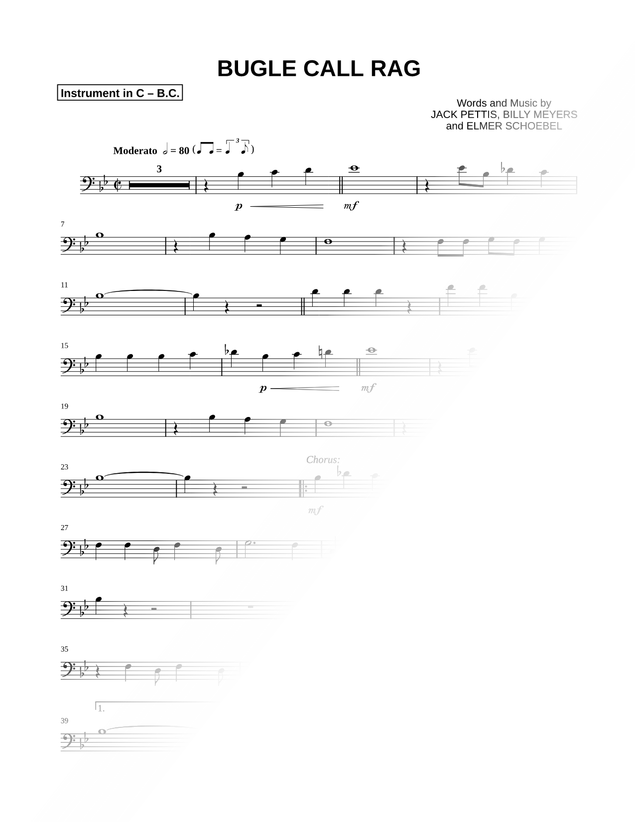 Collection: Bugle Call Rag - Bass Clef Instrument & Piano