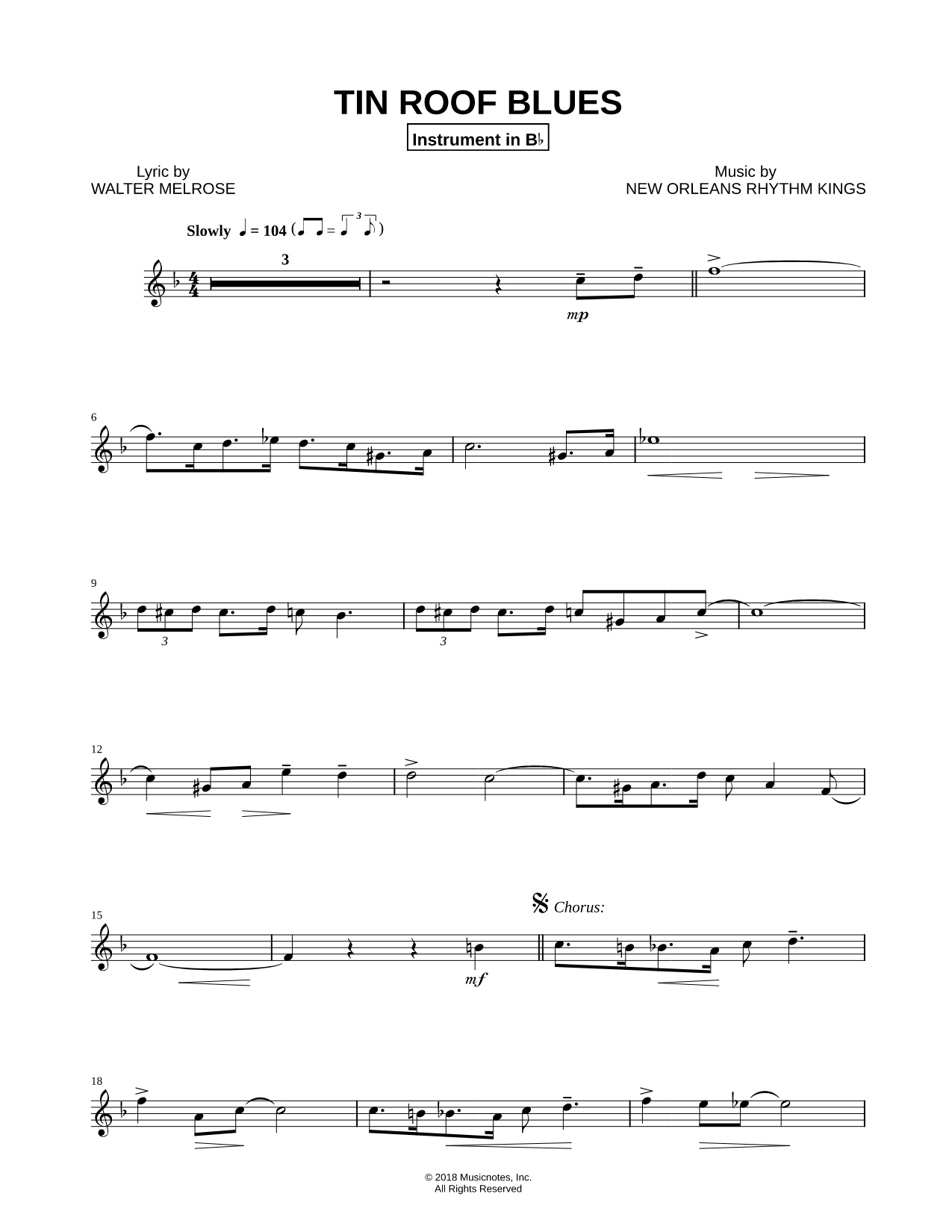 Collection: Tin Roof Blues - Bb Instrument & Piano