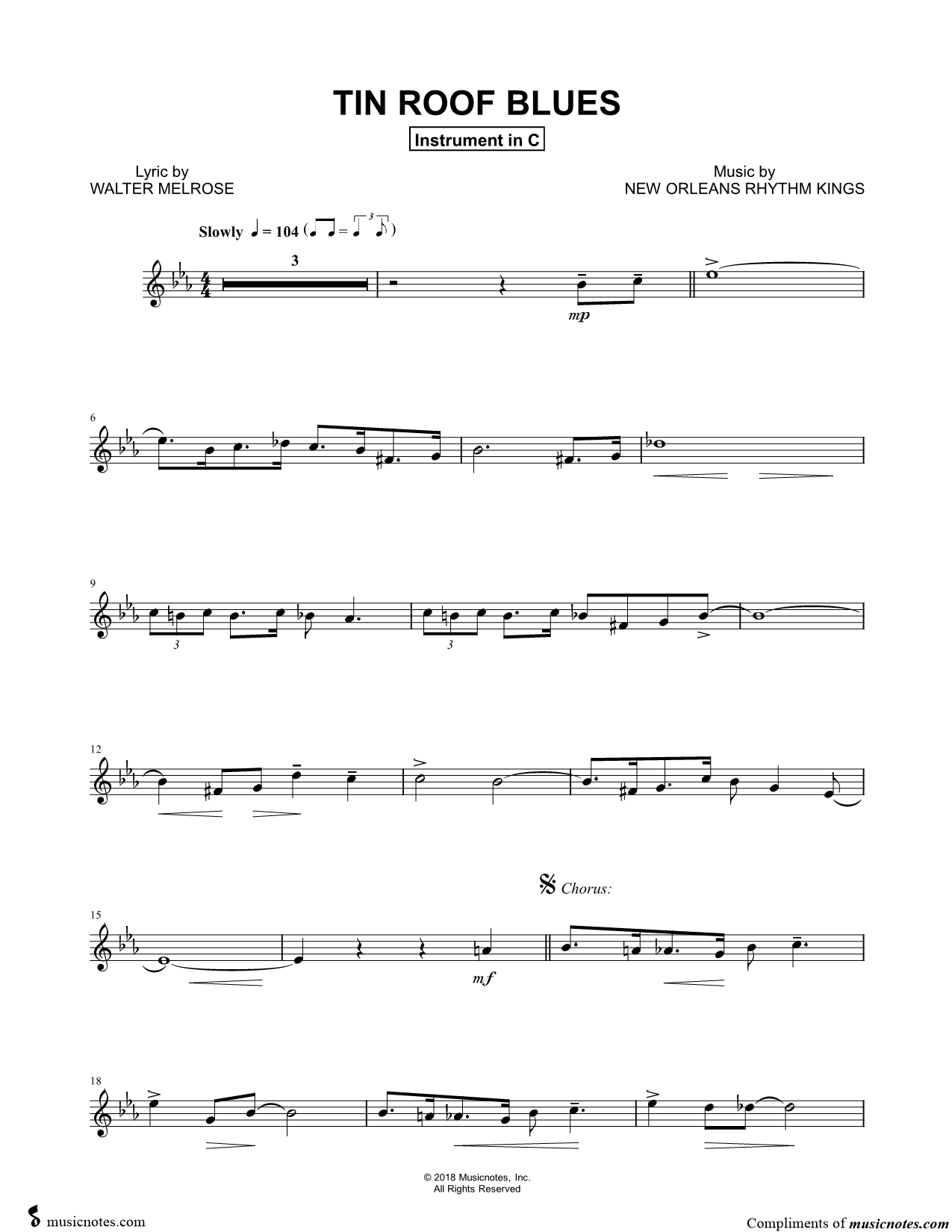 Collection: Tin Roof Blues - C Instrument & Piano
