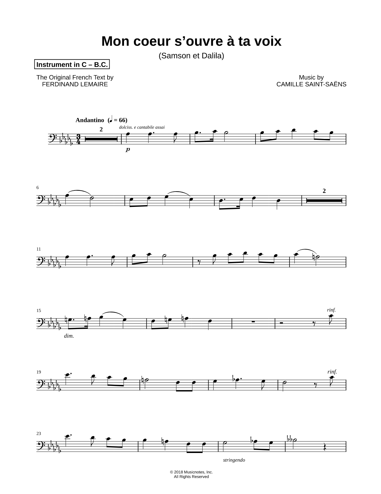 Collection: Mon coeur s'ouvre à ta voix - Bass Clef Instrument & Piano