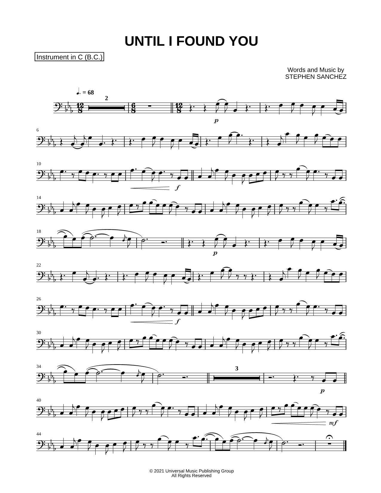 Collection: Until I Found You - Bass Clef Instrument & Piano