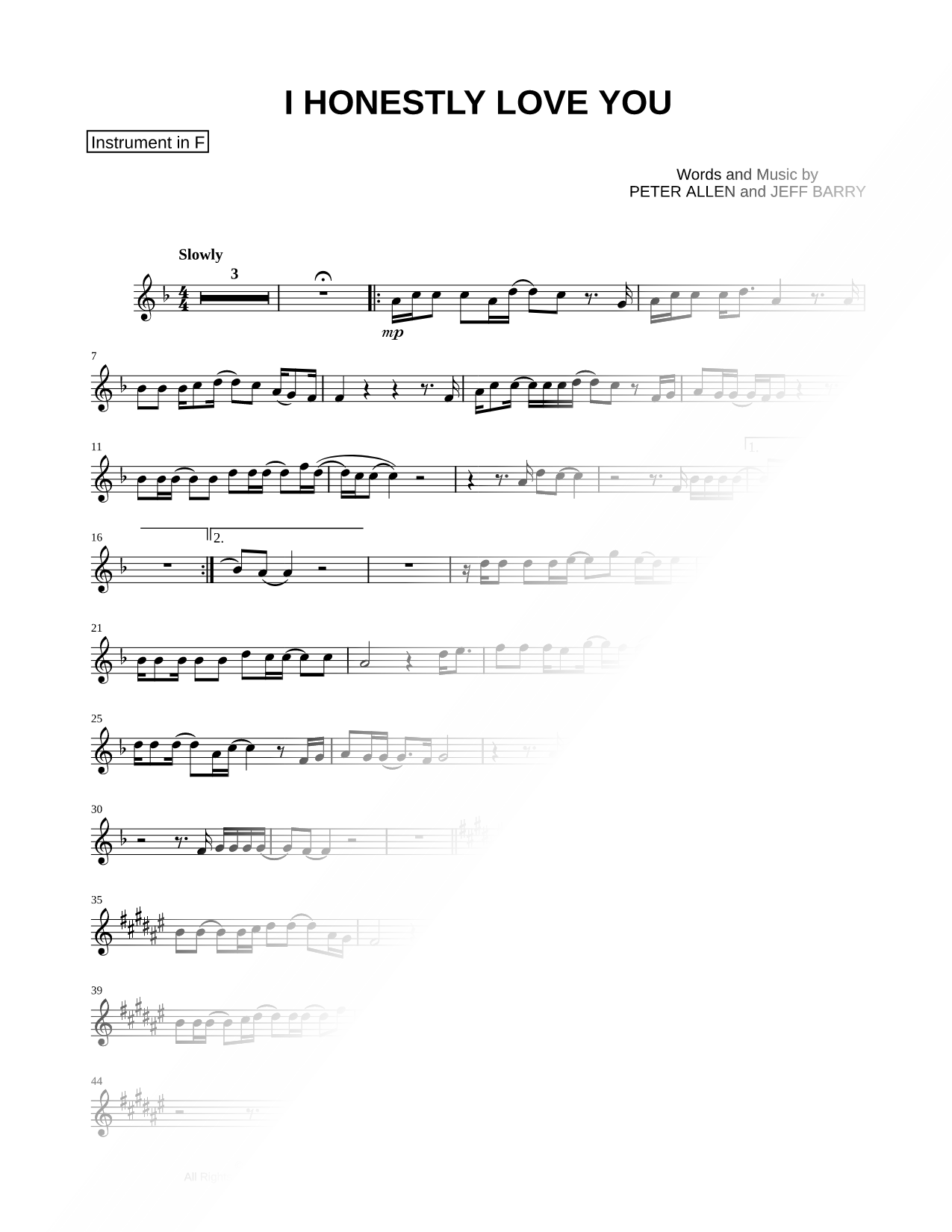 Collection: I Honestly Love You - F Instrument & Piano