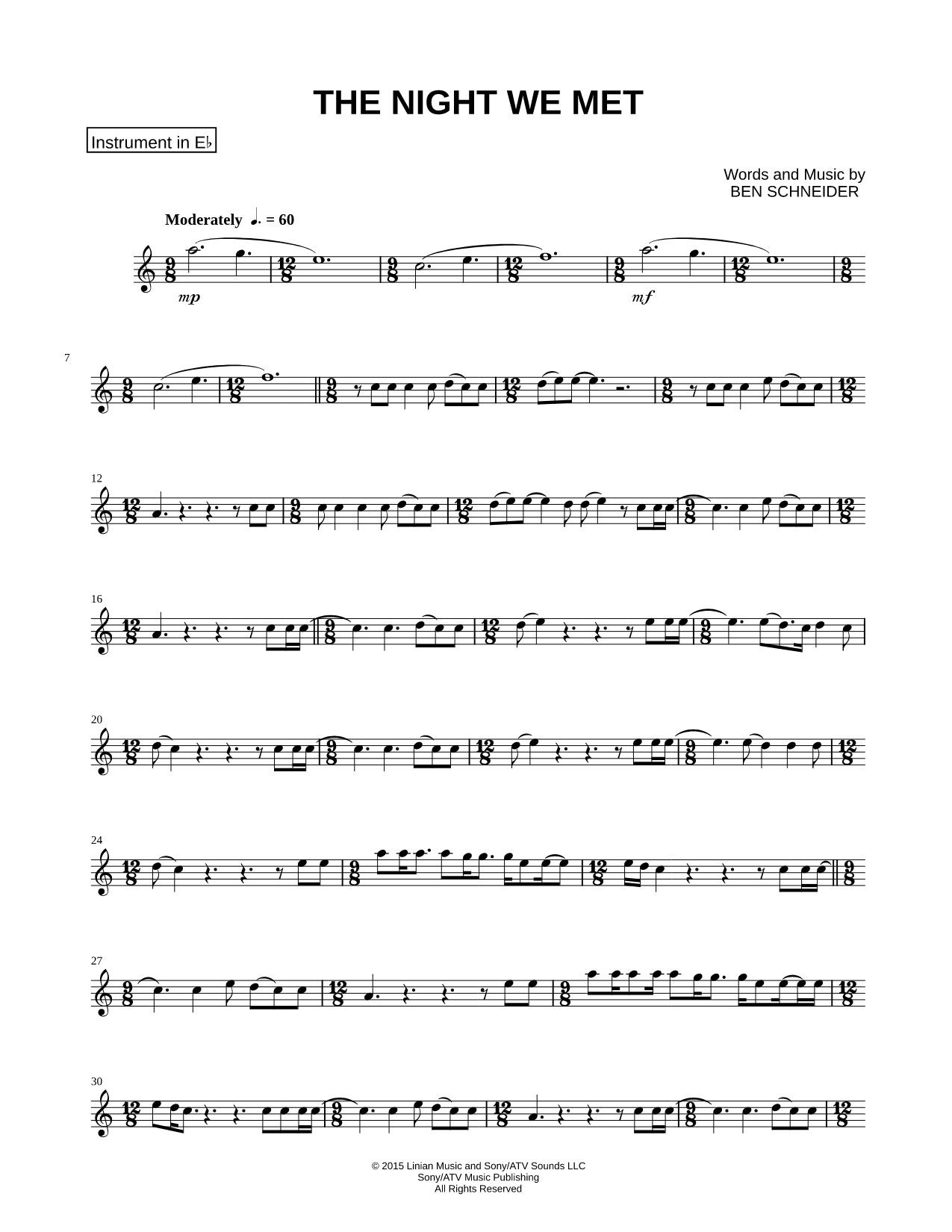 Collection: The Night We Met - Eb Instrument & Piano