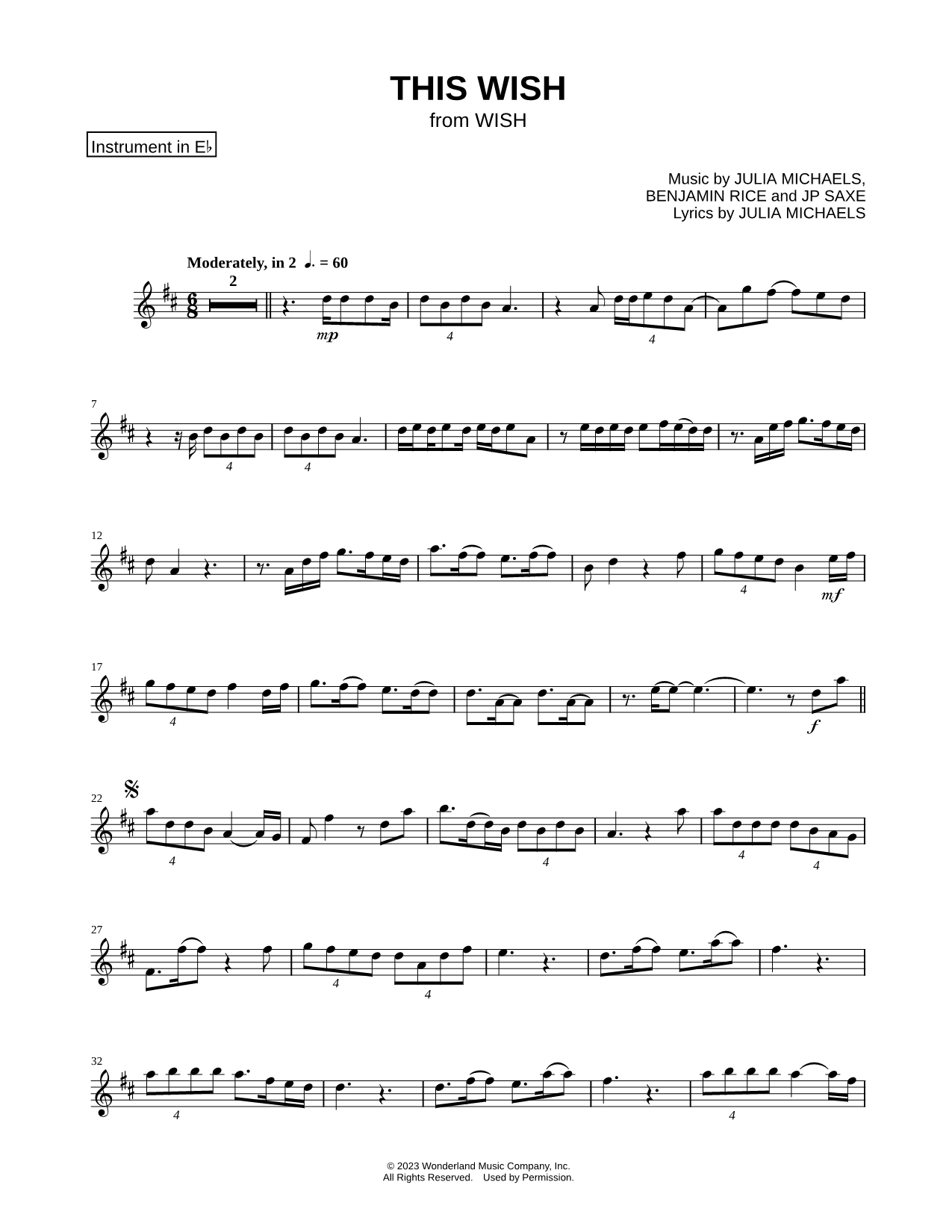 This Wish - Eb Instrument & Piano