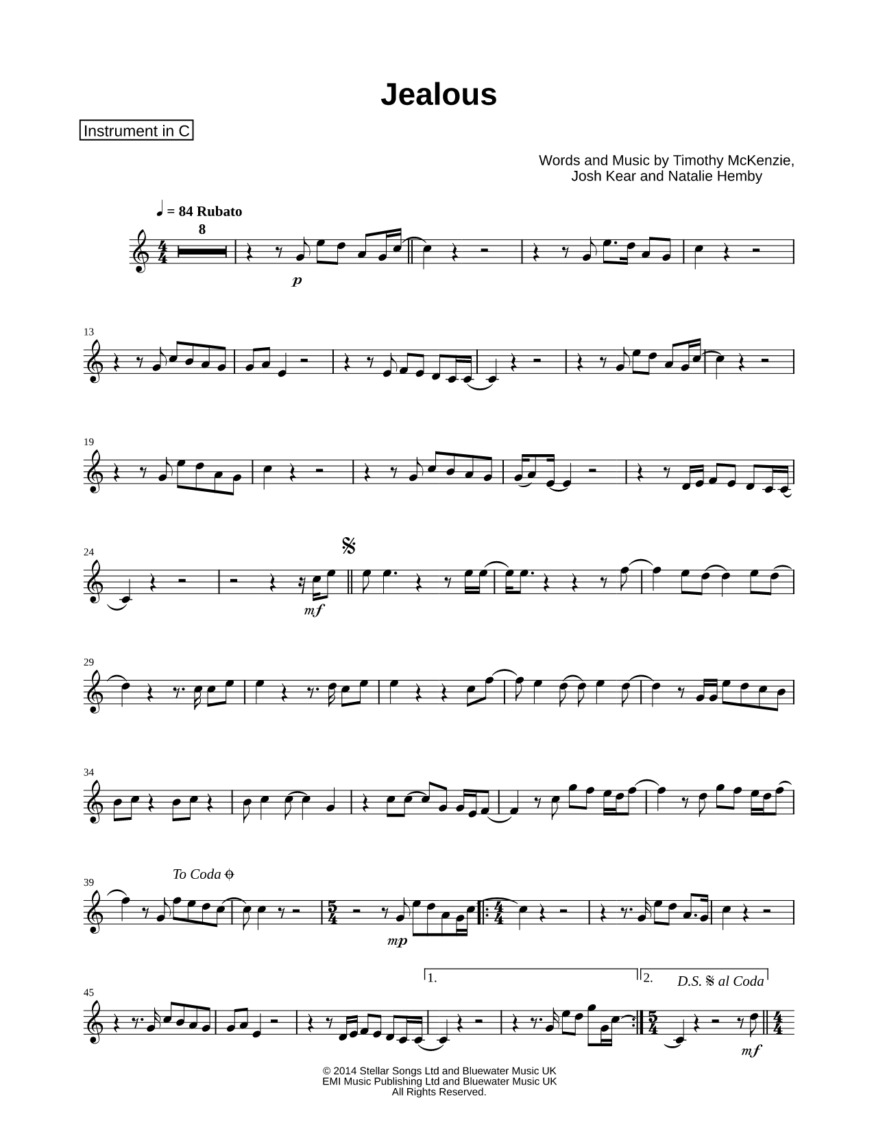Collection: Jealous - C Instrument & Piano