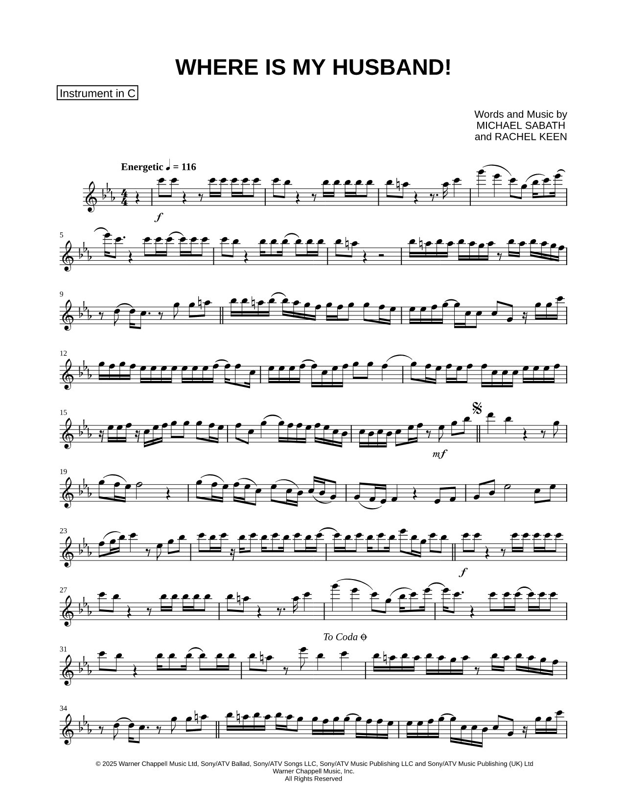 WHERE IS MY HUSBAND! - C Instrument & Piano