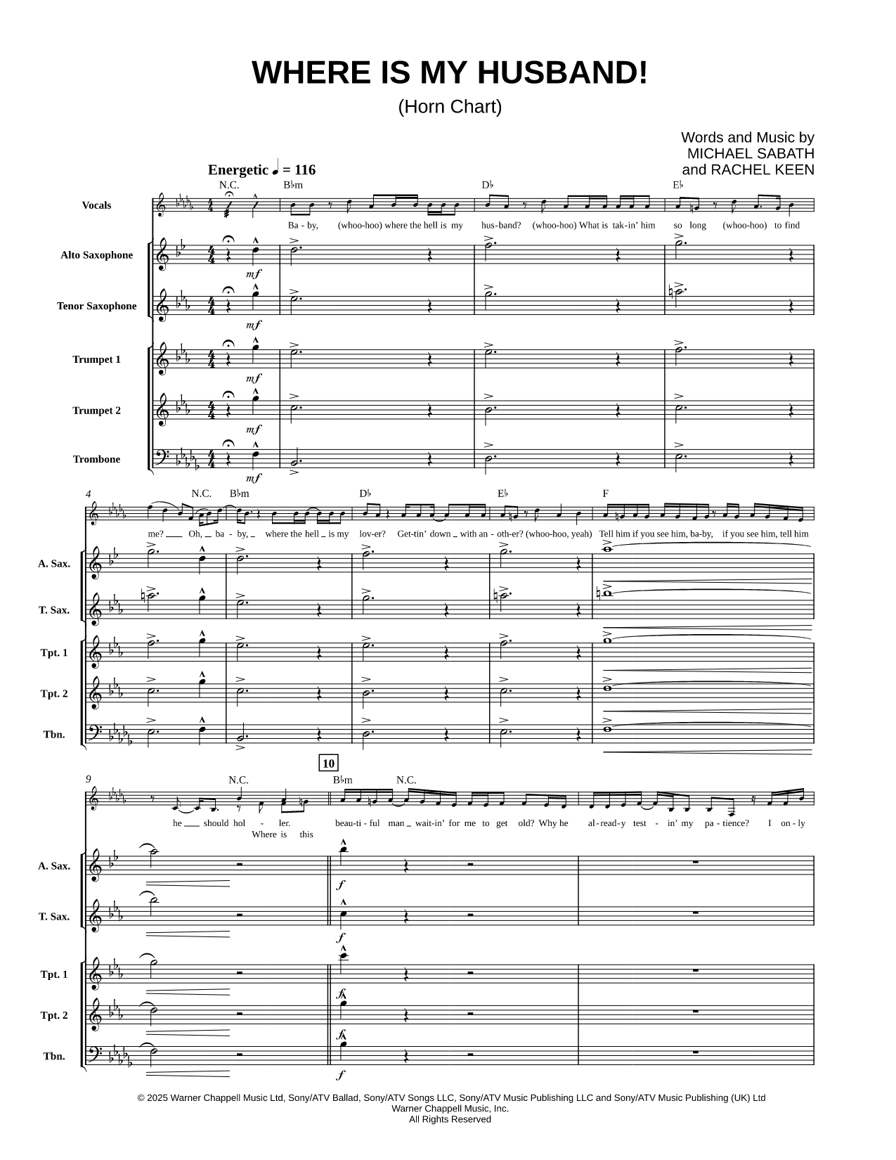 WHERE IS MY HUSBAND! - Horn Chart