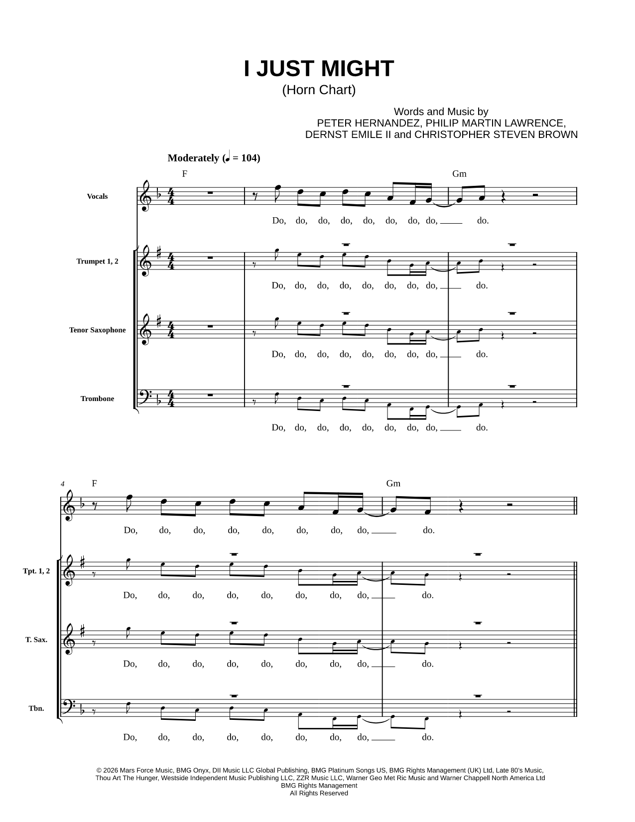 I Just Might - Horn Chart