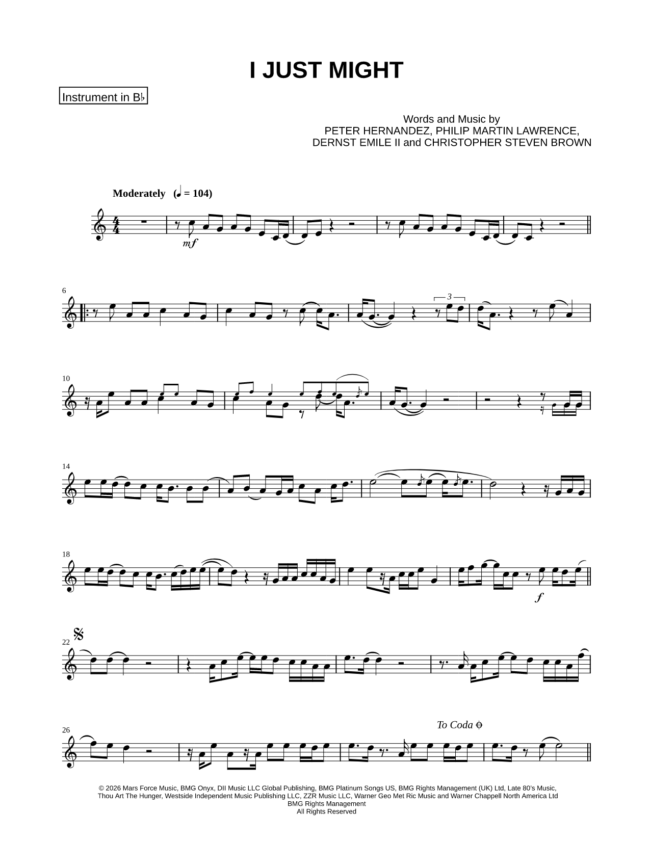 I Just Might - Bb Instrument & Piano