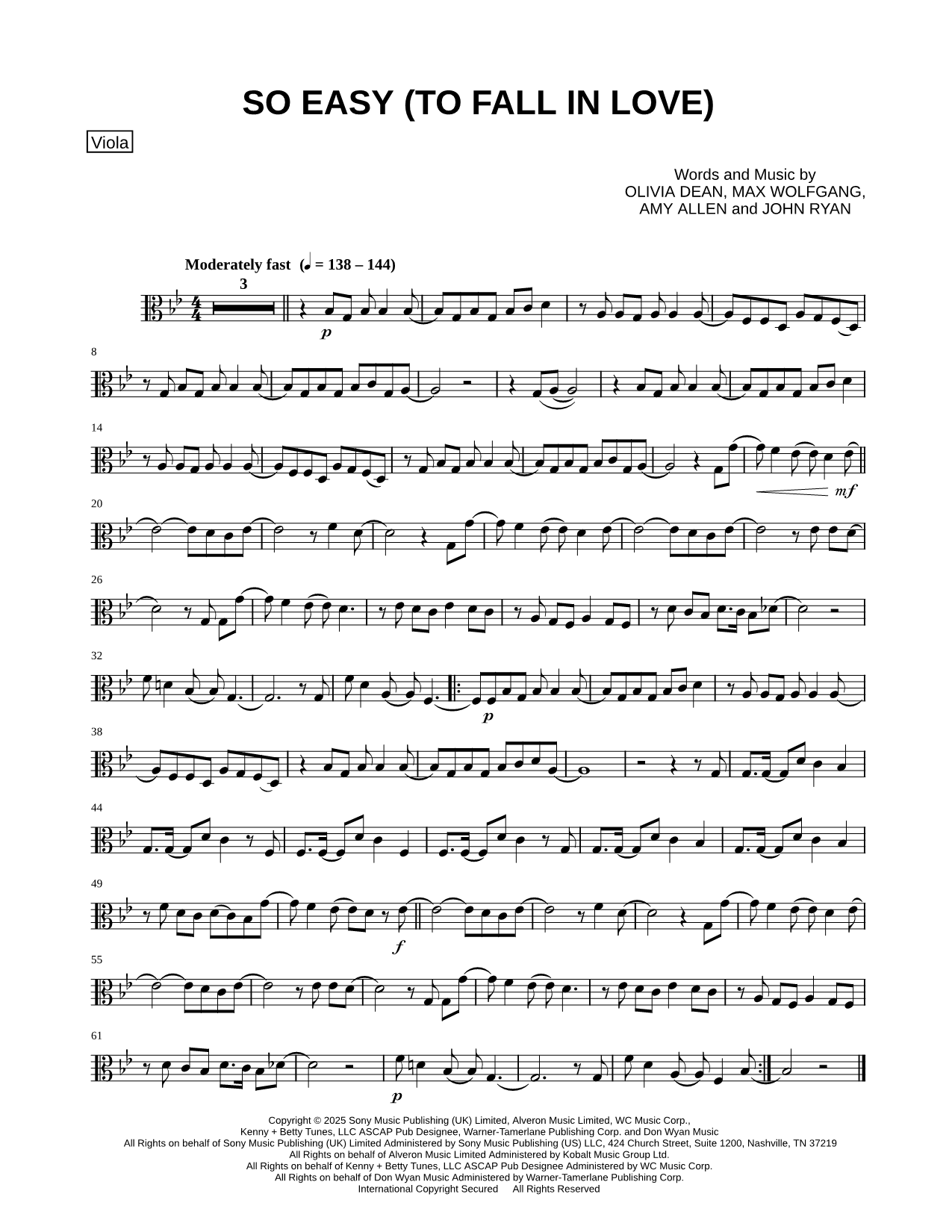 So Easy (To Fall in Love) - Viola & Piano