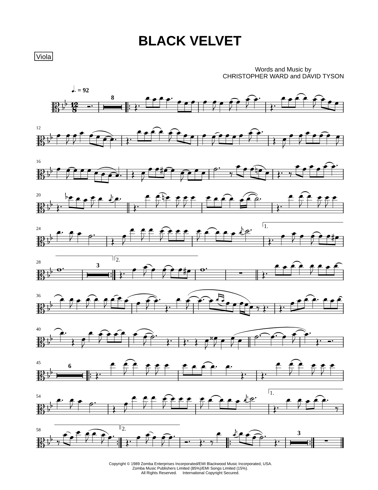 Black Velvet - Viola & Piano