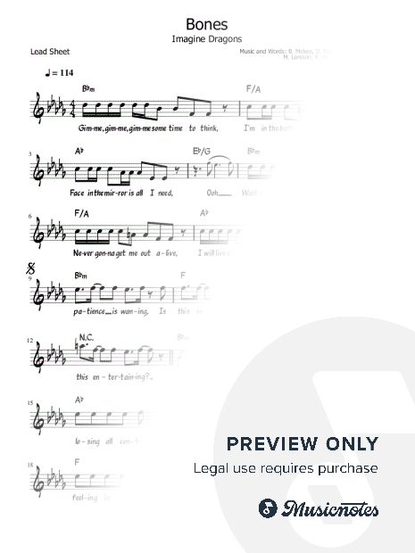 Bones (Imagine Dragons) [Lead Sheet]