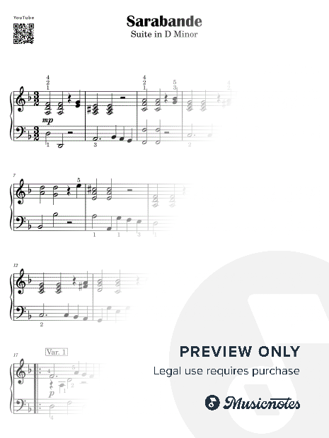 Sarabande with Suite in D minor by Georg Friedrich Handel
