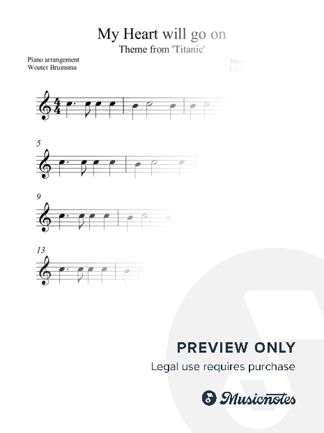 My Heart Will Go On (from 'Titanic') [1 hand]