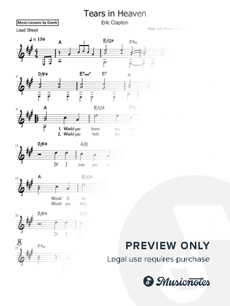 Tears in Heaven (Eric Clapton) [Lead Sheet]