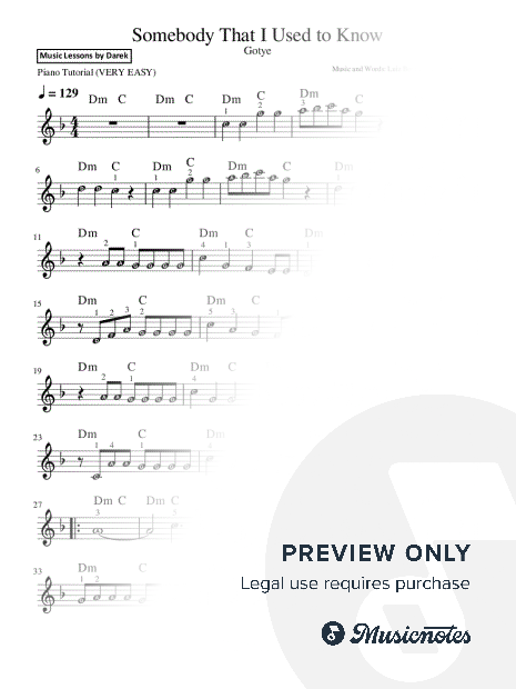 Somebody That I Used to Know (Gotye) [very easy]
