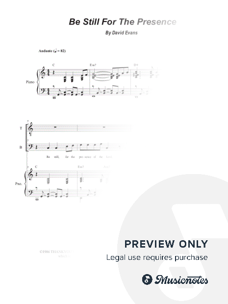 Be Still, for the Presence of the Lord (Duet for Tenor and Bass solo)