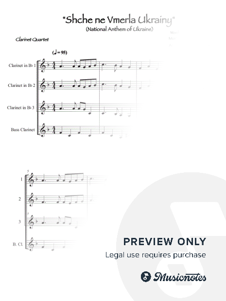 Schche ne Vmerla Ukrainy - National Anthem Of Ukraine - Clarinet Quartet