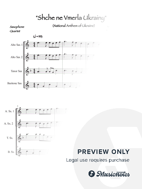 Schche ne Vmerla Ukrainy - National Anthem Of Ukraine - Sax Quartet