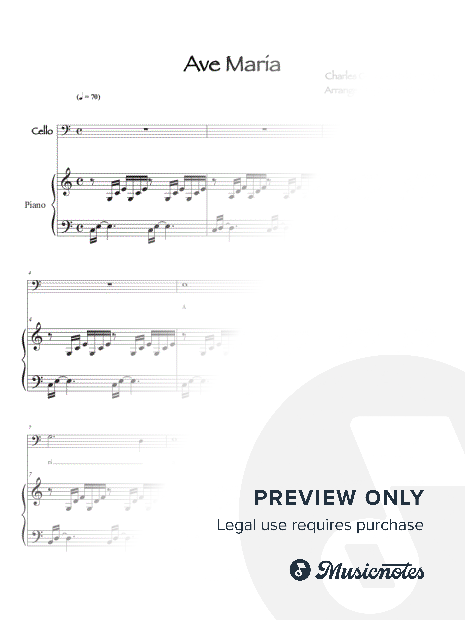 Ave Maria (Bach/Gounod) Cello & Piano in C