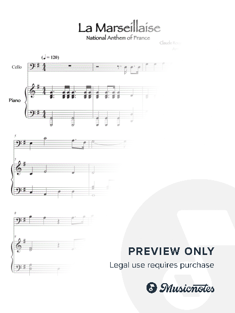 French National Anthem (La Marseillaise) Cello & Piano