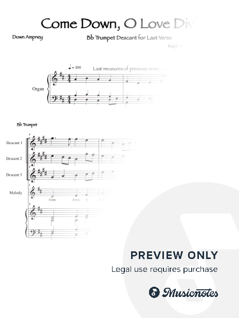 Come Down, O Love Divine (Down Ampney) 3 Trumpet Descants with Church Organ